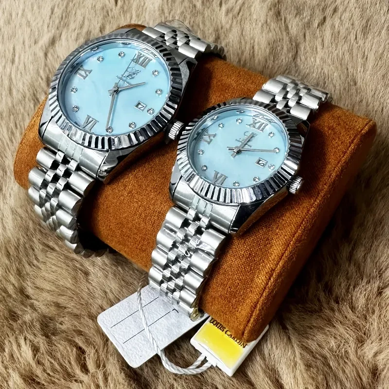 Louis Cardin Tiffany Blue Dial Couple Set- 1800G/8800L